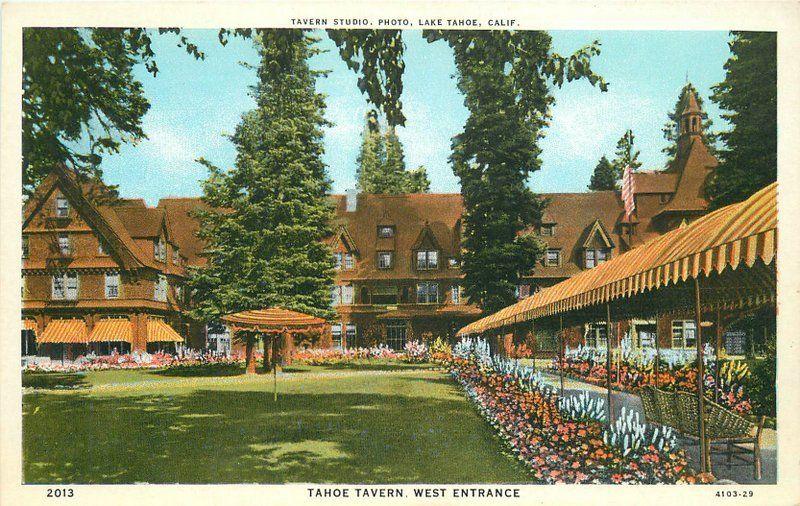 LAKE TAHOE CALIFORNIA 1920s Tahoe Tavern roadside Teich postcard 4917