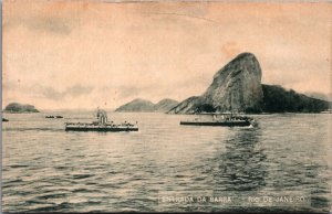 Brazil Entrada Da Barra Rio De Janeiro Vintage Postcard C061