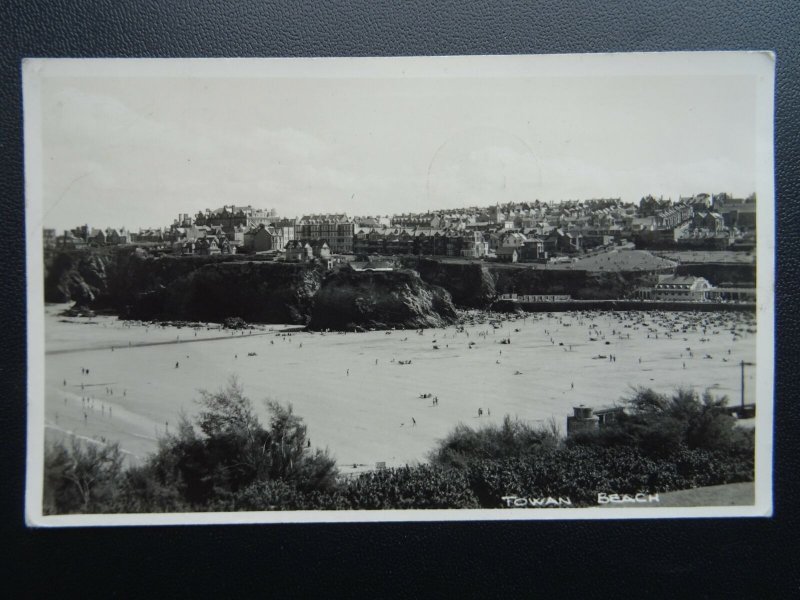 Cornwall NEWQUAY 2 x Towan Beach c1940's RP Postcard