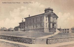 court house  carbon county rawlins wyoming antique postcard L3846