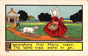 c.'08, Sunbonnet Sue, Mary had a Little Lamb,   Old Postcard