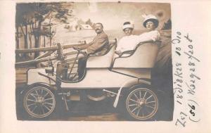 River View Park Maryland Man and Ladies in Car Studio Real Photo PC J79642