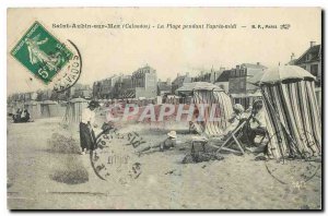 Old Postcard Saint Aubin sur Mer Calvados Beach during the after noon