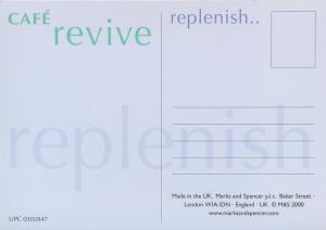 Cafe Revine advertising postcard - replenish ...