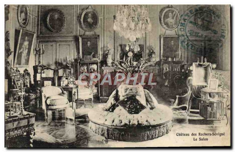 Old Postcard Chateau des Rochers Sevigne Le Salon