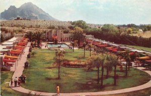 Postcard 1955 Arizona Phoenix Biltmore Hotel Cabanas Swimming pool AZ24-3158