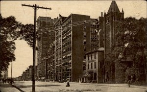 Columbus Ohio East Broad Street c1900-20s Vintage Postcard