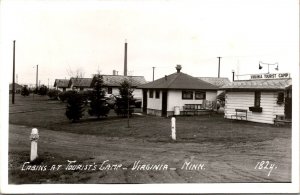 RPPC Cabins at Tourist's Camp Virginia MN Motel Vintage Postcard V80