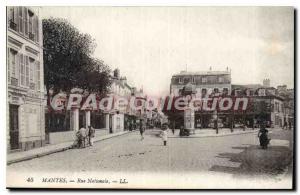 Old Postcard Mantes Rue Nationale