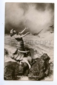 497744 MASTROIANNI Lightning Anchor on Sky STORM Allegorie #138 Vintage postcard