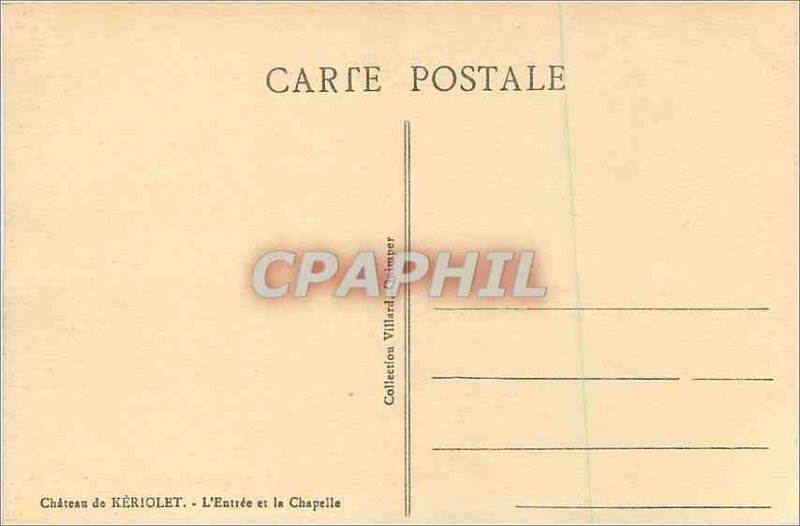 'Old Postcard Chateau Keriolet L''Entree and La Chapelle'