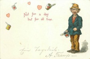 Artist impression C-1905 Valentine love Hobo tramp comic Humor Postcard 20-6008