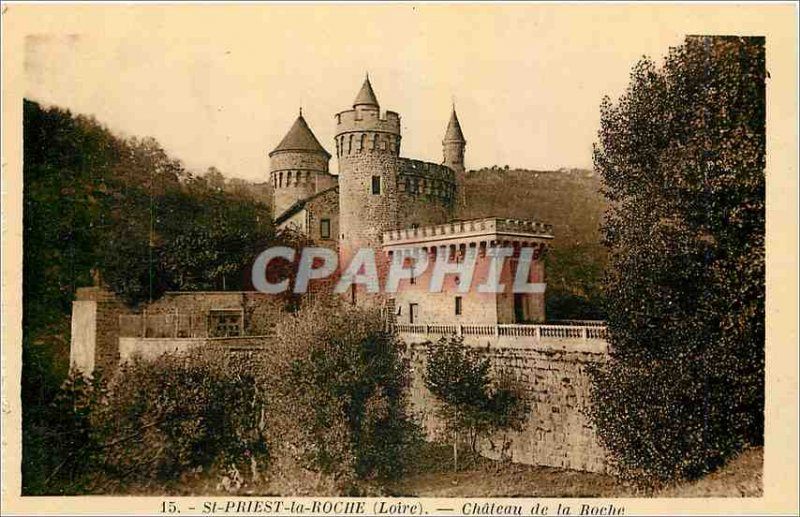 Postcard Old St Priest la Roche Loire Ch�teau Roche