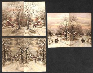 Lot of 6 postcards landscapes in mirror pairs Arta gravure printed in England 