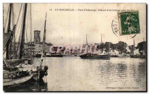 Old Postcard La Rochelle Port stranding Departure of a boat for the Islands