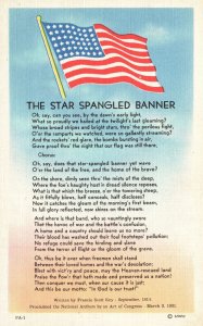 Star Spangled Banner United States of America Poem Vintage Postcard