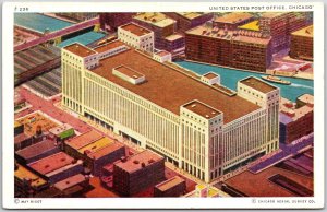 United States Post Office Chicago Illinois Largest Government Building Postcard