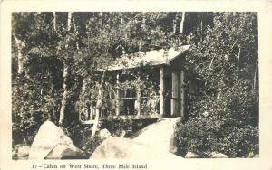 3 Mile Island Cabin 1940s Lake Winnipesaukee New Hampshire RPPC real photo 6748