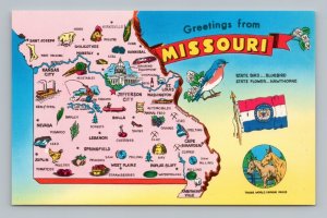 Greetings From Missouri Map View MO UNP Chrome Postcard P6