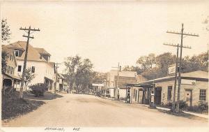 Phillips ME Main Street Storefronts Socony Gas Station RPPC Postcard