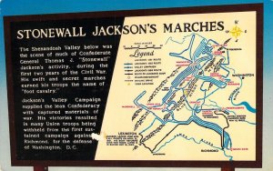 Map Postcard, Stonewall Jackson's Marches, Shenandoah, Civil War,  Old Postcard