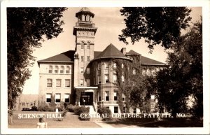 Real Photo Postcard Science Hall at Central College in Fayette, Missouri~3302
