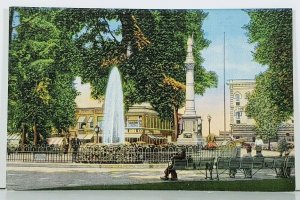 Ohio Fountain in Ely Park, Elyria Postcard J12