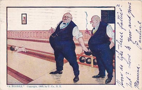 Bowling Humour Fat Men Bowling A Poodle 1908