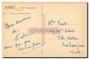 Old Postcard Paris Strolling Champs Elysees