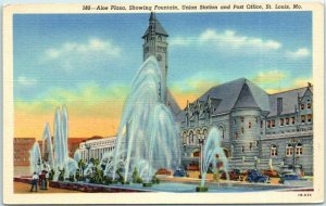 M-7118 Aloe Plaza Showing Fountain Union Station & Post Office Missouri