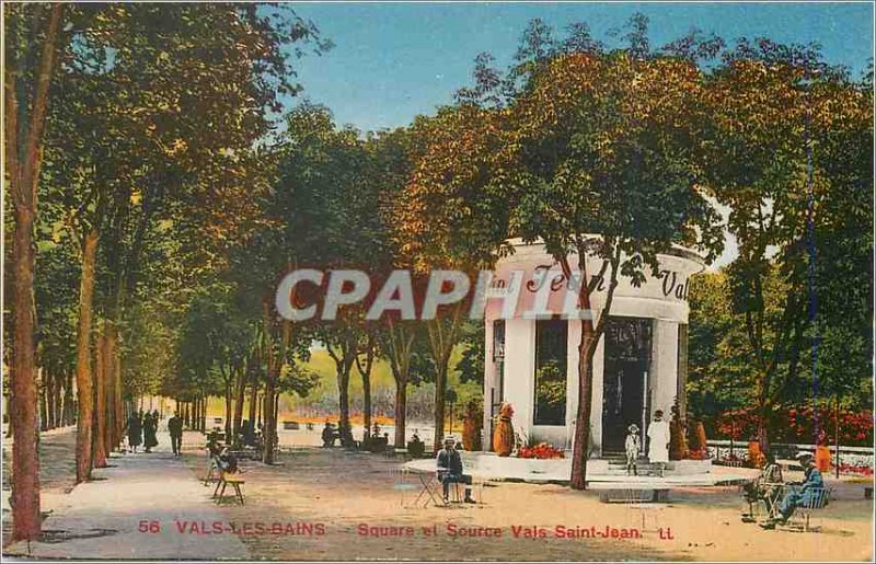 Old Postcard Vals Les Bains Vals Source Square and St. John