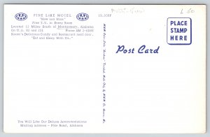 Roadside~Monygomery AL~Pine Lake Motel~Saxons Restaurant & Candy~Vtg Postcard