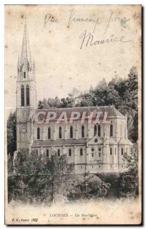 Old Postcard Lourdes Basilica