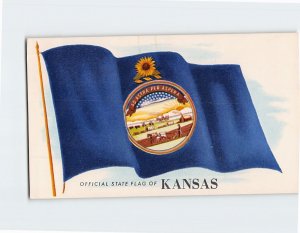 Postcard Official State Flag Of Kansas