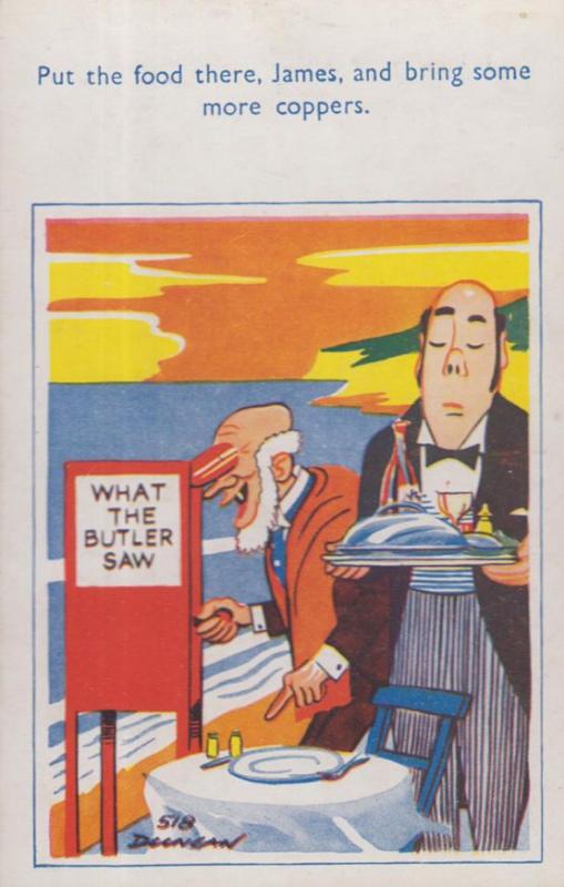 Dirty Old Man By What The Butler Saw Peeping Tom Fair Machine Comic Postcard