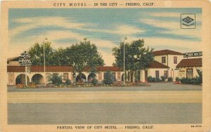 California Fresno City Motel Partial View 1940s Teich roadside Postcard 22-9660