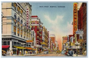 Memphis Tennessee TN Postcard Main Street Business Section 1914 Vintage Cars