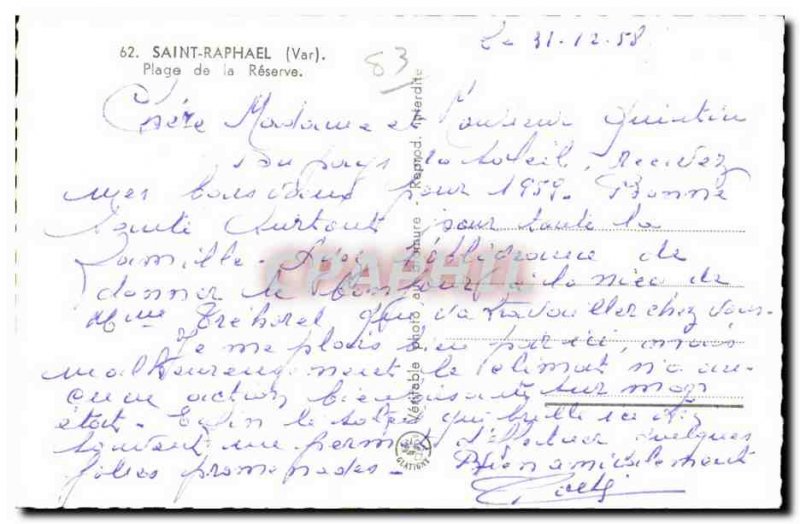 Old Postcard Saint Raphael Beach, Reserve