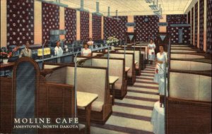 JAMESTOWN ND Moline Caf Interior Old Linen Postcard