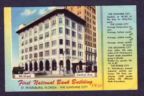 FLORIDA FL ST PETERSBURG First National Bank POSTCARD