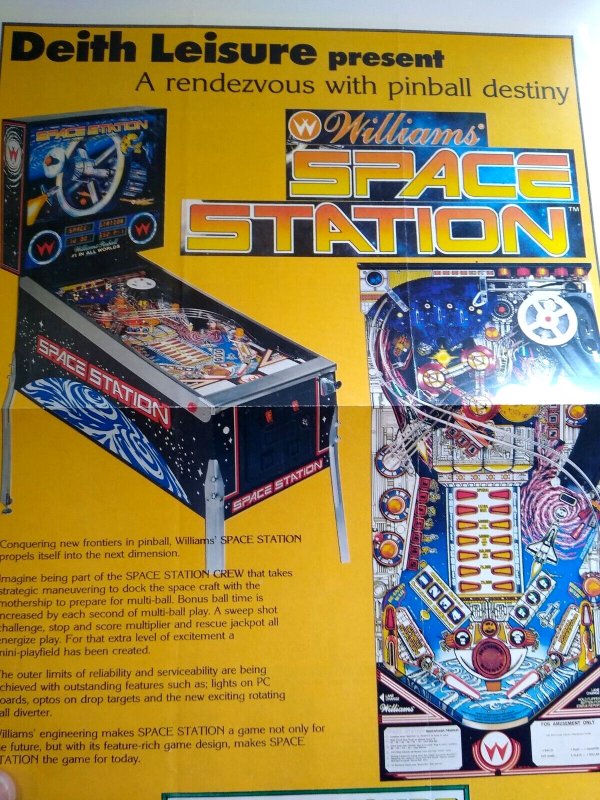 Space Station Original 1987 Pinball Machine Flyer Deith Leisure UK Rare Oversize