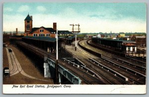 Postcard Bridgeport Connecticut c1905 New Rail Road Station UDB Unused