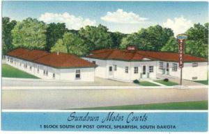 Sundown Motor Court, 1 Block S of P.O, Spearfish, South Dakota, SD, Linen