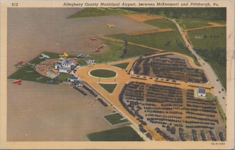 Postcard Allegheny Country Municipal Airport McKeesport and Pittsburgh PA