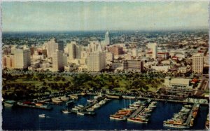 Florida Miami Aerial View With Bayfront Park & Harbor In Foreground