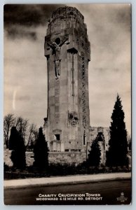 Charity Crucifixion Tower, Detroit, Michigan, 1932 Real Photo RP Postcard RPPC