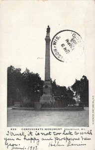 Civil War, Torn Down Monument, Confederate, Louisville, KY, Old Postcard