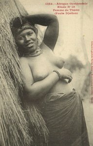 PC CPA ETHNIC NUDE FEMALE, FEMME DE TIMBO, Vintage Postcard (b25664)