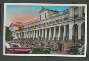 Ca1953 Post Card Quito Ecuador Governers Palace Has 3 Tax Stamps Used As Postage
