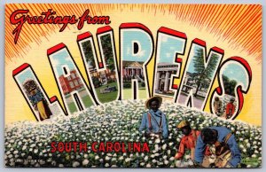 K40/ Laurens South Carolina Postcard Linen Large Letter Black Americana 306